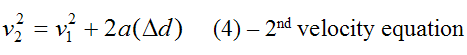 Second velocity equation for constant acceleration for rectilinear motion