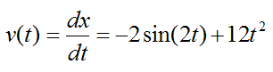 Example velocity of particle as function of time for rectilinear motion