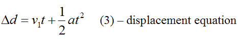 Displacement equation for constant acceleration for rectilinear motion