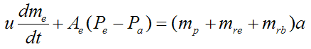 final force balance for rocket body and rocket engine and propellant