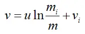 expression for rocket velocity for traveling through space