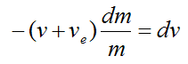 mathematical expr for impulse and momentum analysis of rocket system in a vacuum with no gravity 4