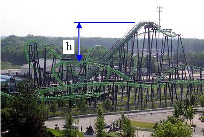 roller coaster descending a height h