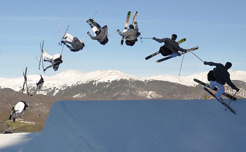 picture of aerial freestyle skier doing a trick