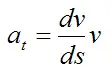 New equation relating tangential acceleration to particle velocity