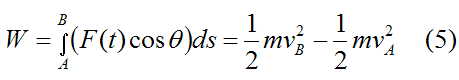 Total work done on particle by nonconstant force acting at an angle to the displacement 4