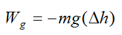 Work done by gravity acting on particle from A to B