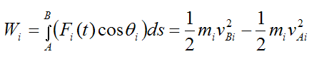 General equation for the work done on a particle i from A to B
