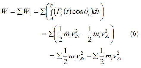 Sum over all the particles in the rigid body to find the total work done from A to B