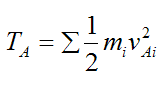 Kinetic energy at position A of rigid body for general three dimensional motion