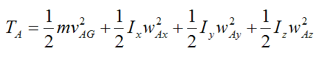 Kinetic energy at position A of rigid body for general three dimensional motion 2