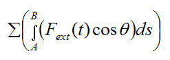 Work term for external forces acting on the rigid body from A to B