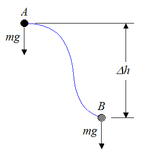 The conservative force of gravity acting on a particle
