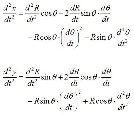 Acceleration of a particle in polar coordinates for curvilinear motion