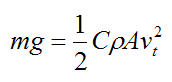 equation for terminal speed for skydiving