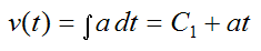 Integrate acceleration to obtain velocity for rectilinear motion