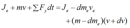 mathematical expression for impulse and momentum analysis of rocket system