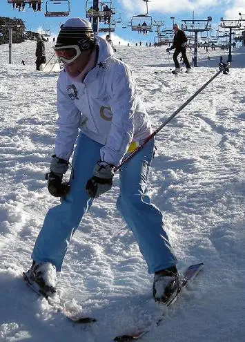 picture of skier using snowplow to slow down