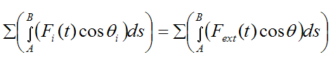 Work term for total work done on the rigid body from A to B is due to external forces